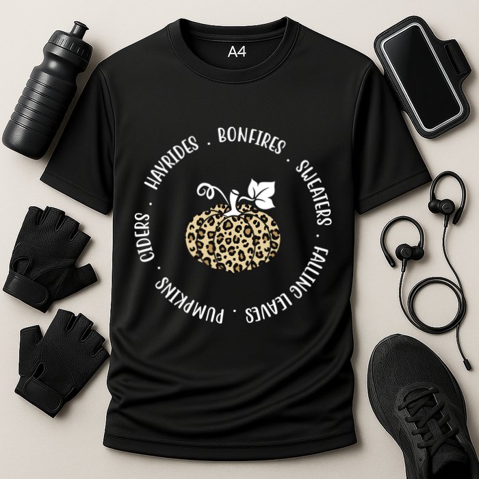 Leopard Pumpkin Fall Lover Cooling Performance Crew T-Shirt