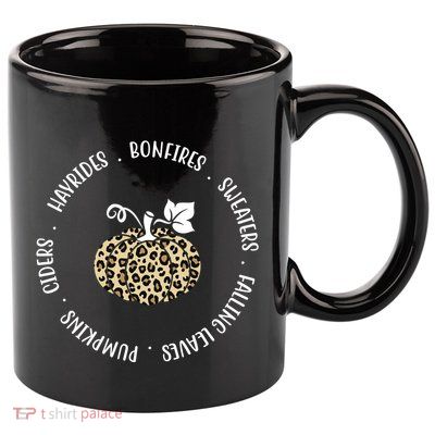 Leopard Pumpkin Fall Lover 11oz C Handle Ceramic Mug
