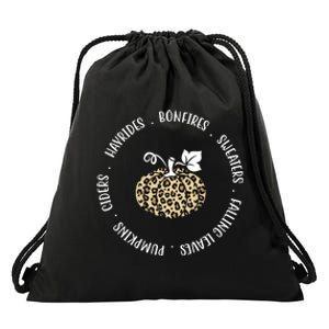 Leopard Pumpkin Fall Lover Drawstring Bag