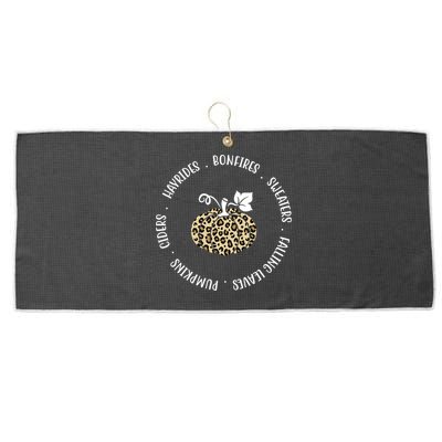 Leopard Pumpkin Fall Lover Large Microfiber Waffle Golf Towel