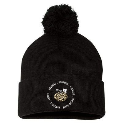 Leopard Pumpkin Fall Lover Pom Pom 12in Knit Beanie