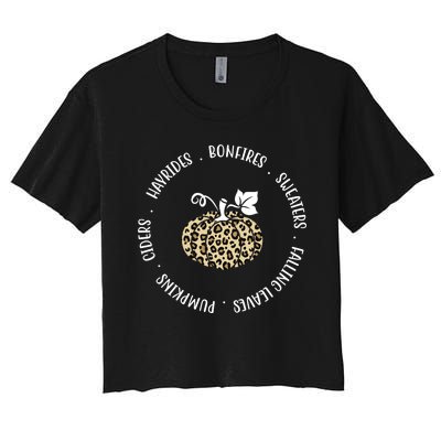 Leopard Pumpkin Fall Lover Women's Crop Top Tee