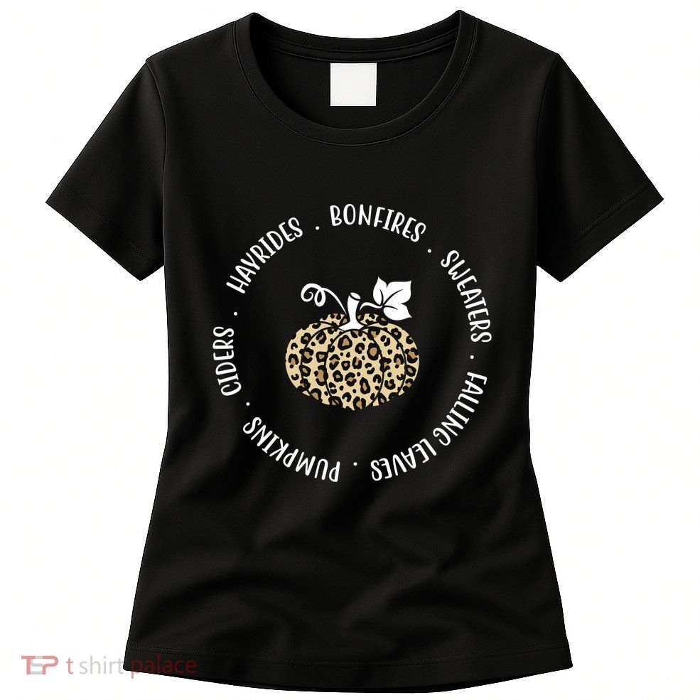 Leopard Pumpkin Fall Lover Womens T-Shirt