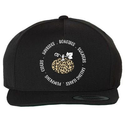 Leopard Pumpkin Fall Lover Wool Snapback Cap