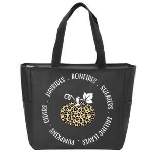 Leopard Pumpkin Fall Lover Zip Tote Bag