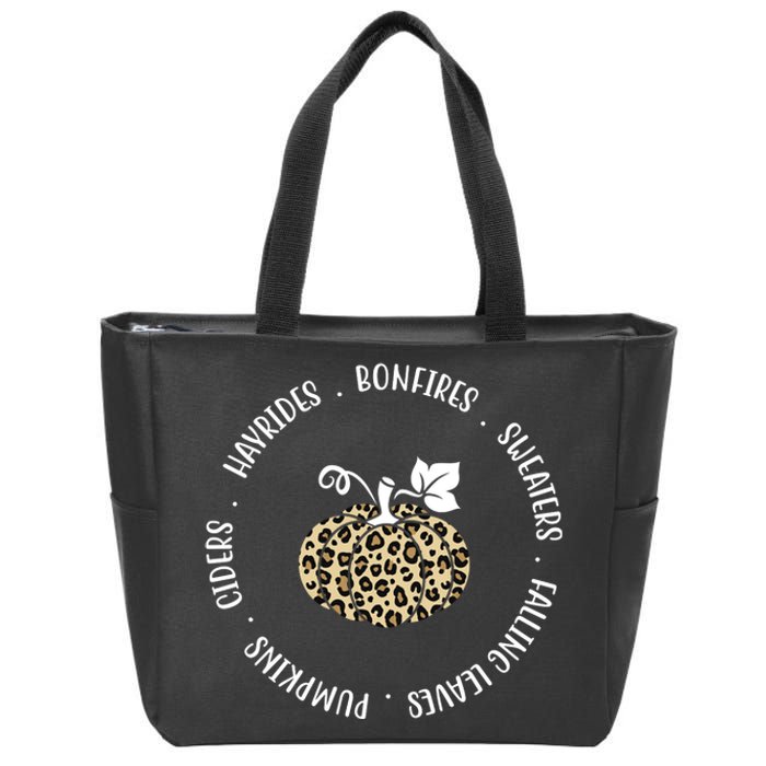 Leopard Pumpkin Fall Lover Zip Tote Bag