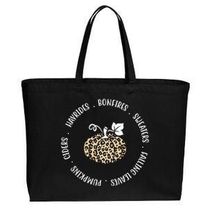 Leopard Pumpkin Fall Lover Cotton Canvas Jumbo Tote