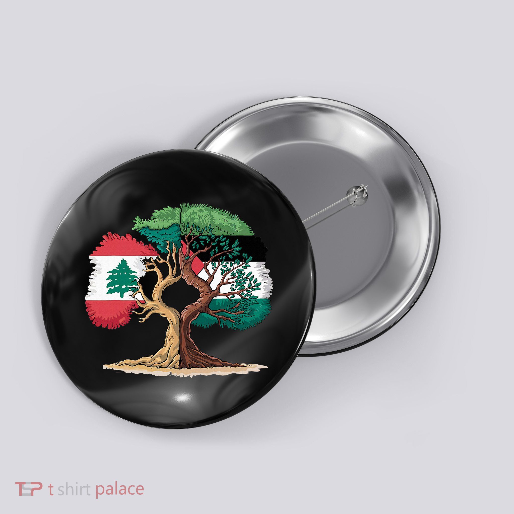 Lebanon Palestine Flag Lebanese Palestinian Button