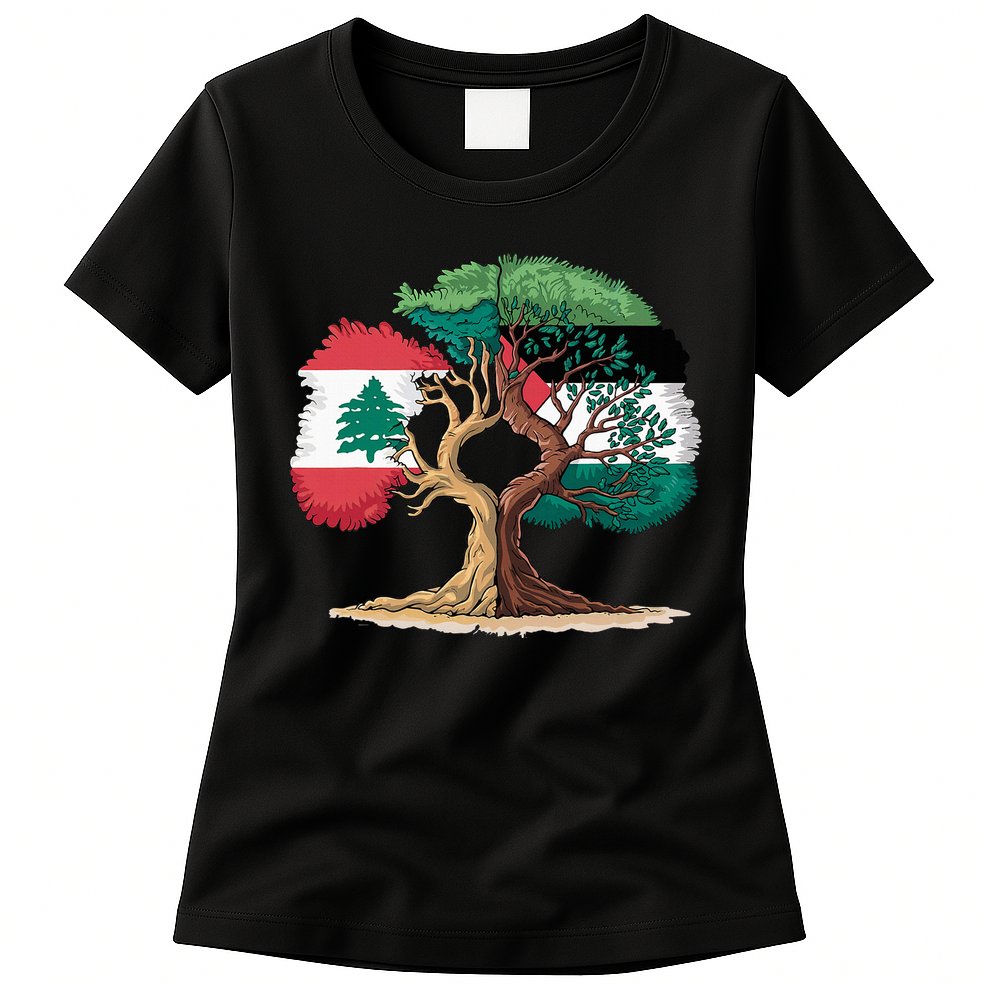 Lebanon Palestine Flag Lebanese Palestinian Womens T-Shirt