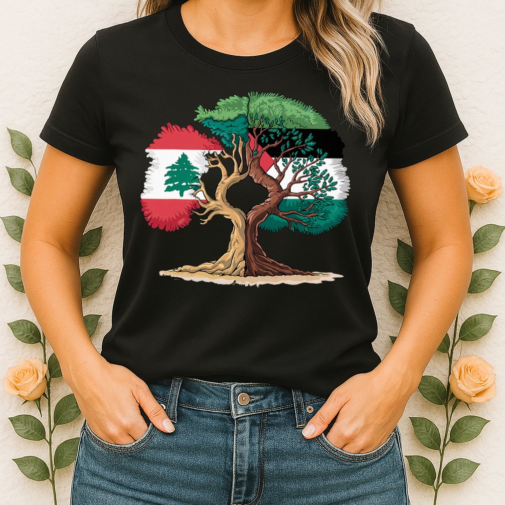 Lebanon Palestine Flag Lebanese Palestinian Womens T-Shirt