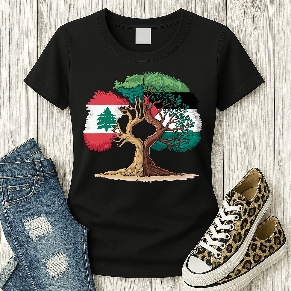 Lebanon Palestine Flag Lebanese Palestinian Womens T-Shirt