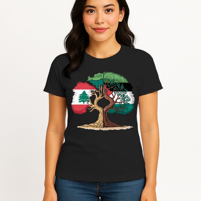Lebanon Palestine Flag Lebanese Palestinian Womens T-Shirt