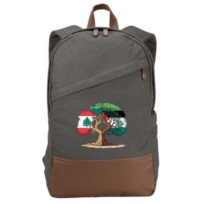 Lebanon Palestine Flag Lebanese Palestinian Cotton Canvas Backpack