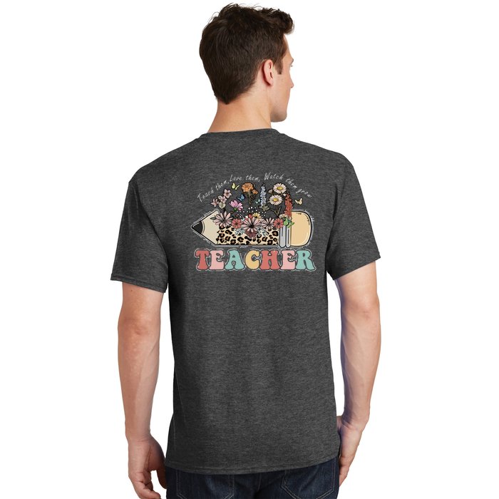 Leopard Pencil Floral Love Them Teach Them Watch Them Grow T-Shirt