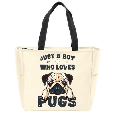 Love Pugs Funny Cute Pug Lover Saying For Boy Zip Tote Bag