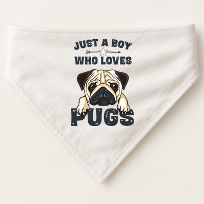 Love Pugs Funny Cute Pug Lover Saying For Boy USA-Made Doggie Bandana