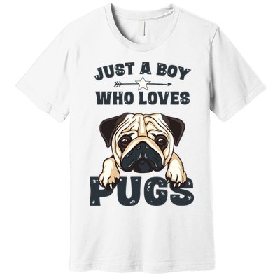 Love Pugs Funny Cute Pug Lover Saying For Boy Premium T-Shirt