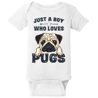 Love Pugs Funny Cute Pug Lover Saying For Boy Baby Bodysuit