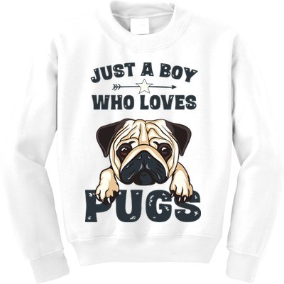 Love Pugs Funny Cute Pug Lover Saying For Boy Kids Sweatshirt