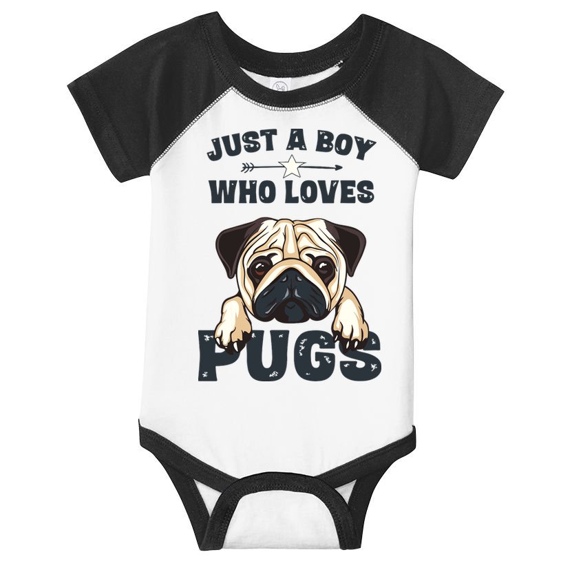 Love Pugs Funny Cute Pug Lover Saying For Boy Infant Baby Jersey Bodysuit