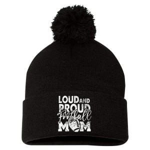 Loud & Proud Football Mom Biggest Fan Football Game Day Pom Pom 12in Knit Beanie