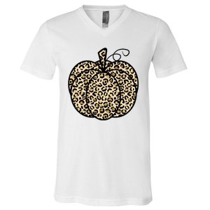 Leopard Pumpkin Festive V-Neck T-Shirt