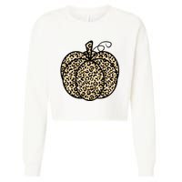 Leopard Pumpkin Festive Cropped Pullover Crew