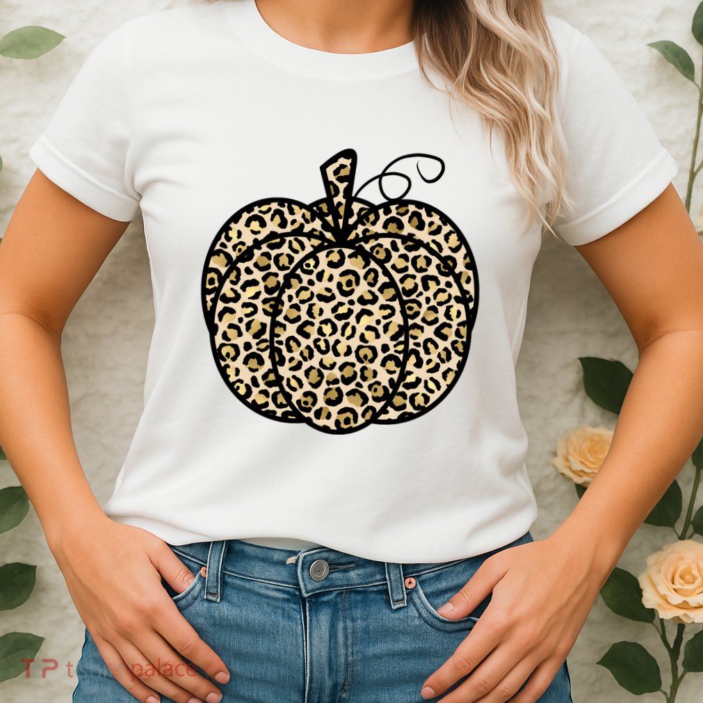 Leopard Pumpkin Festive Womens T-Shirt