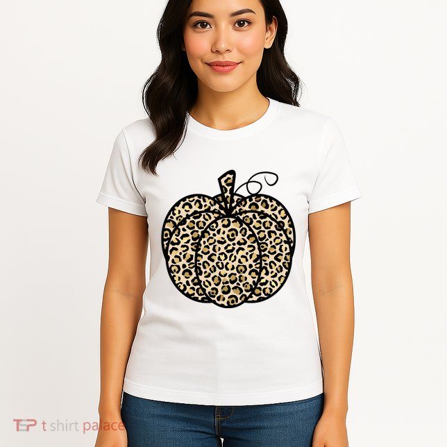 Leopard Pumpkin Festive Womens T-Shirt