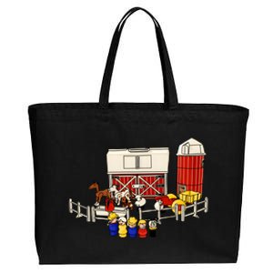 Little People Family With Farm Cotton Canvas Jumbo Tote