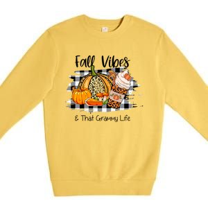 Leopard Plaid Fall Autumn Vibes Thankful Grammy Thanksgiving Cute Gift Premium Crewneck Sweatshirt