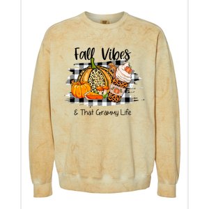 Leopard Plaid Fall Autumn Vibes Thankful Grammy Thanksgiving Cute Gift Colorblast Crewneck Sweatshirt