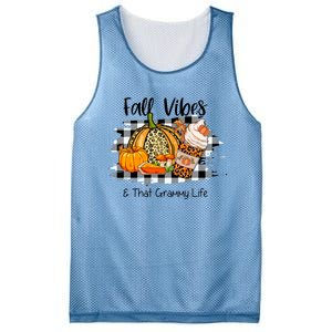 Leopard Plaid Fall Autumn Vibes Thankful Grammy Thanksgiving Cute Gift Mesh Reversible Basketball Jersey Tank