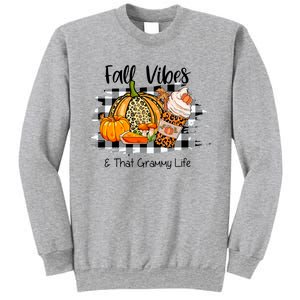 Leopard Plaid Fall Autumn Vibes Thankful Grammy Thanksgiving Cute Gift Sweatshirt