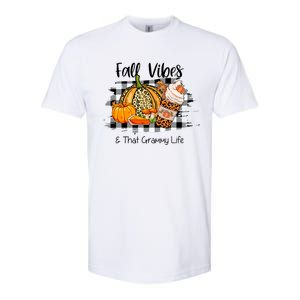 Leopard Plaid Fall Autumn Vibes Thankful Grammy Thanksgiving Cute Gift Softstyle CVC T-Shirt