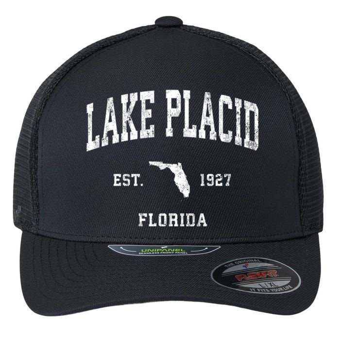 Lake Placid Florida Fl Vintage Athletic Flexfit Unipanel Trucker Cap