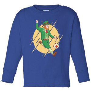 Leprechaun Playing Football St Patrick's Day Holiday Sport Great Gift Toddler Long Sleeve Shirt