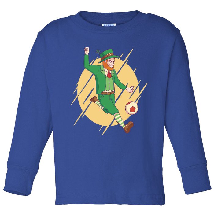 Leprechaun Playing Football St Patrick's Day Holiday Sport Great Gift Toddler Long Sleeve Shirt