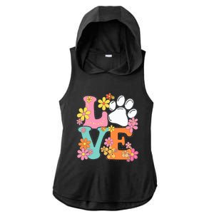 Love Paw Flower Pet Animal Nature Lovers Ladies PosiCharge Tri-Blend Wicking Draft Hoodie Tank