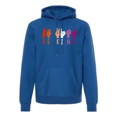 Lesbian Pride Flag Be Kind Sign Language Lgbt Lesbian Subtle Gift Premium Hoodie