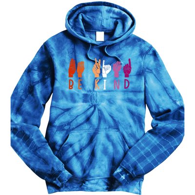 Lesbian Pride Flag Be Kind Sign Language Lgbt Lesbian Subtle Gift Tie Dye Hoodie