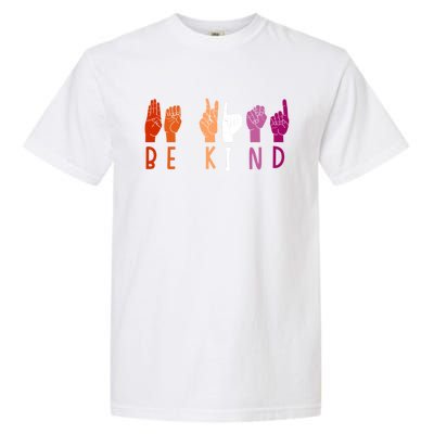 Lesbian Pride Flag Be Kind Sign Language Lgbt Lesbian Subtle Gift Garment-Dyed Heavyweight T-Shirt