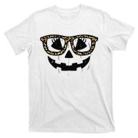 Leopard Pumpkin Face Halloween Women Girl T-Shirt