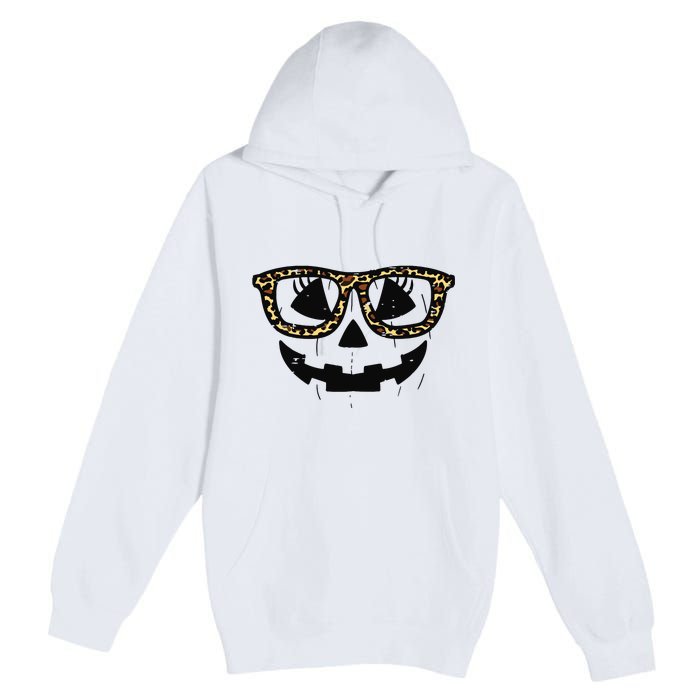 Leopard Pumpkin Face Halloween Women Girl Premium Pullover Hoodie