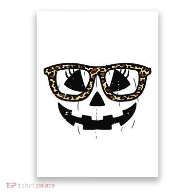 Leopard Pumpkin Face Halloween Women Girl Poster
