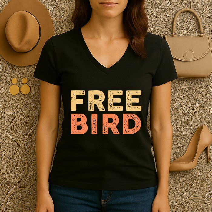 Lyriclyfe Popsocket F.R.E.E Bird By R.O.N.N.I.E Van Zant & A Collins Women's V-Neck T-Shirt