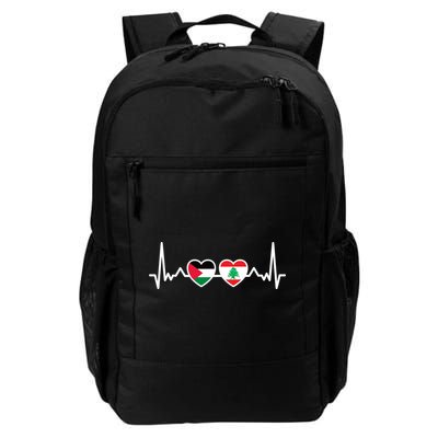 Lebanon Palestine Flag Lebanese Palestinian Unity Heartbeat Backpack