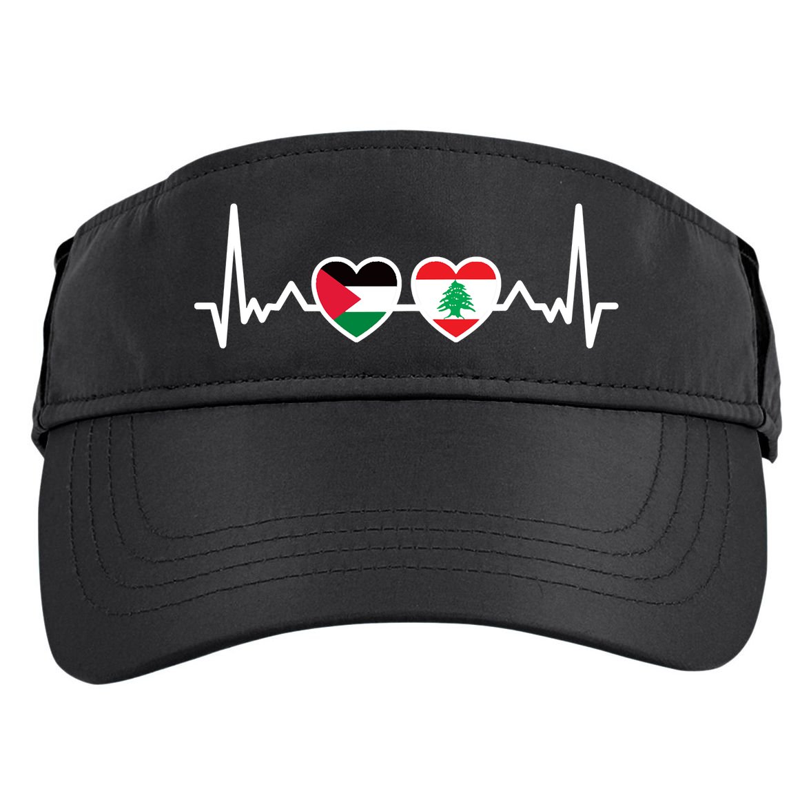 Lebanon Palestine Flag Lebanese Palestinian Unity Heartbeat Adult Drive Performance Visor