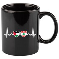 Lebanon Palestine Flag Lebanese Palestinian Unity Heartbeat 11oz C Handle Ceramic Mug