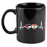 Lebanon Palestine Flag Lebanese Palestinian Unity Heartbeat 11oz C Handle Ceramic Mug